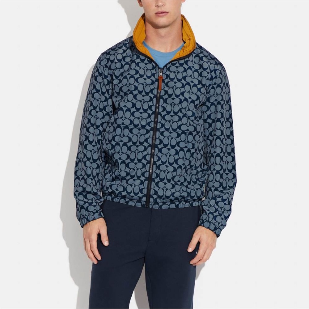 NWT! EXCLUSIVE NOT IN STORES COACH Reversible Signature Anorak  gold/blackC3034.